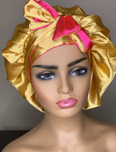 Load image into Gallery viewer, Reversible Head Tie Satin Bonnet
