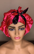 Load image into Gallery viewer, Reversible Head Tie Satin Bonnet
