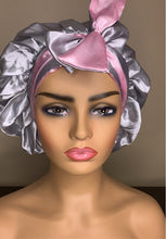 Load image into Gallery viewer, Reversible Head Tie Satin Bonnet
