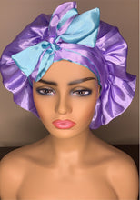 Load image into Gallery viewer, Reversible Head Tie Satin Bonnet
